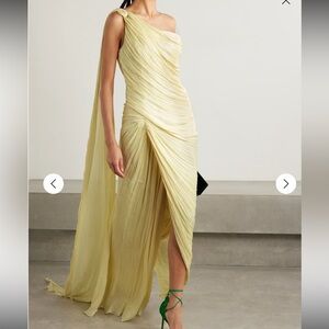 MARMAR HALIM One-shoulder draped plissé-silk gown (Celebrity designer)